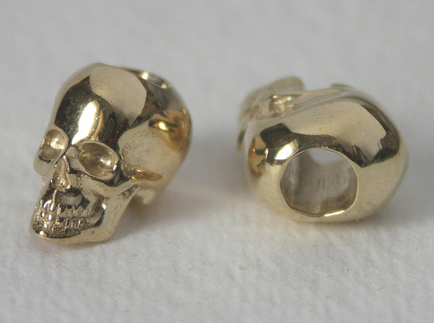 Skull Bead - Doubled in Polished Brass