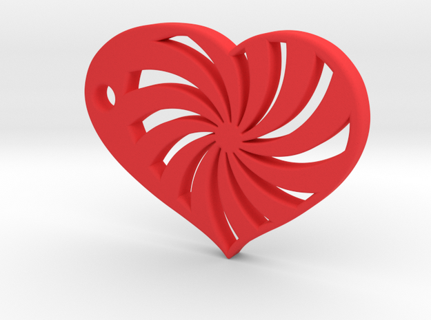 Spiral Heart in Red Processed Versatile Plastic