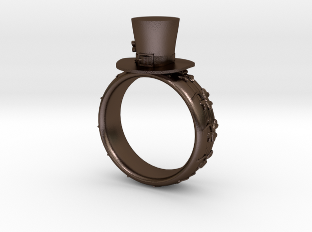 St Patrick's hat ring(size is = USA 4.5-5) in Polished Bronze Steel