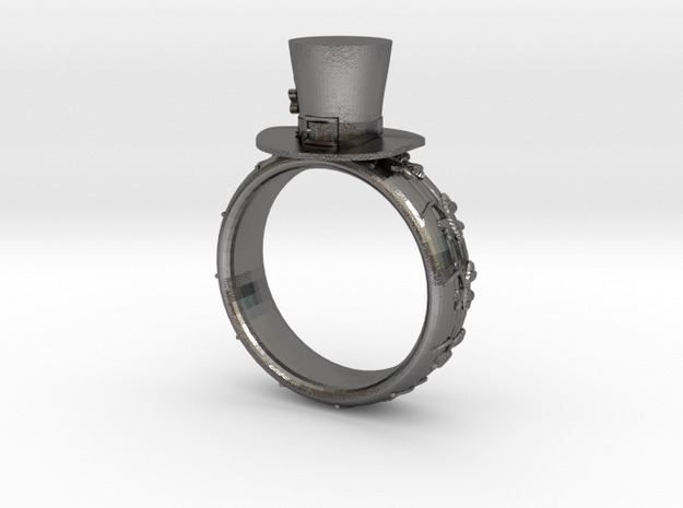 St Patrick's hat ring(size = USA 6) in Polished Nickel Steel