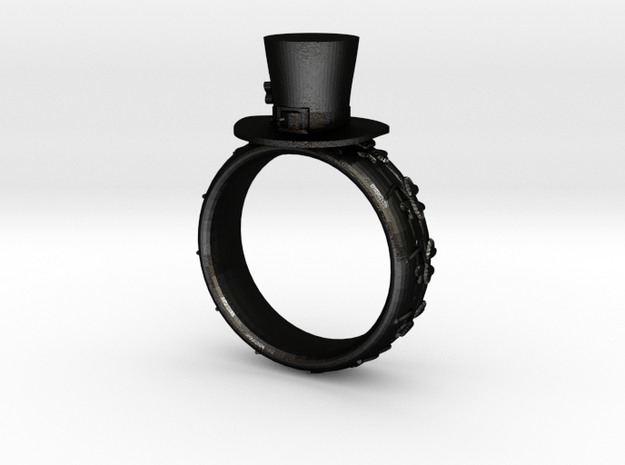St Patrick's hat ring(size = USA 7.5-8) in Matte Black Steel