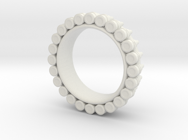 Bullet ring(size = USA 6.5-7) in White Natural Versatile Plastic