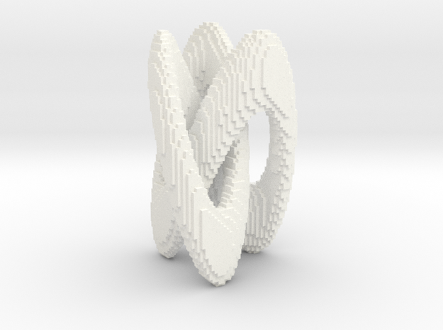 Trifold Knot - Pixelated in White Processed Versatile Plastic