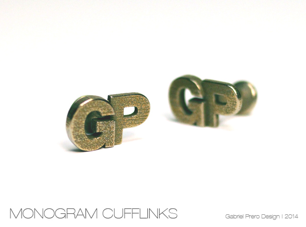 Monogram Cufflinks GP in Polished Bronzed Silver Steel