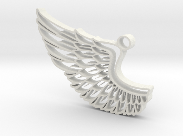 Angel Wing Pendant in White Natural Versatile Plastic