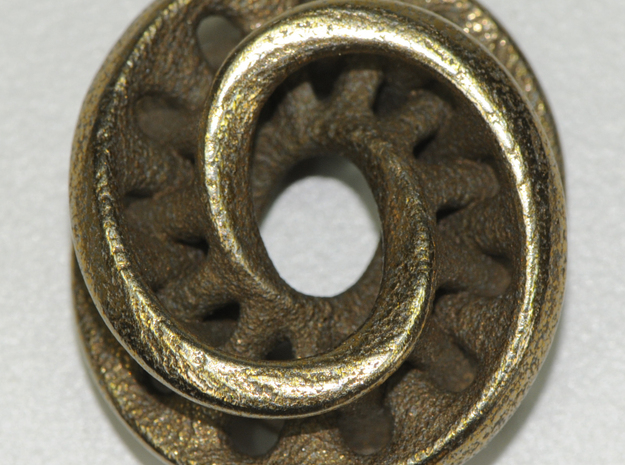 Mobius loop interlocked in Polished Bronzed Silver Steel