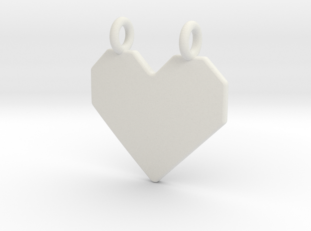 Origami Heart Pendant in White Natural Versatile Plastic