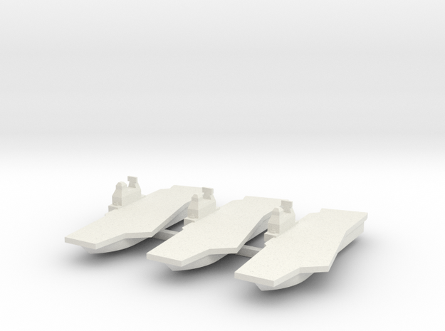 Generic Angled Deck Aircraft Carrier X 3 in White Natural Versatile Plastic