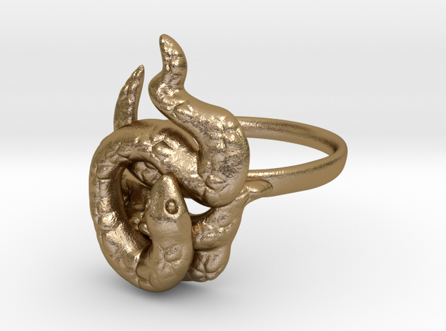 Covetous Gold Serpent Ring, Size 8.5 in Polished Gold Steel: 8.5 / 58