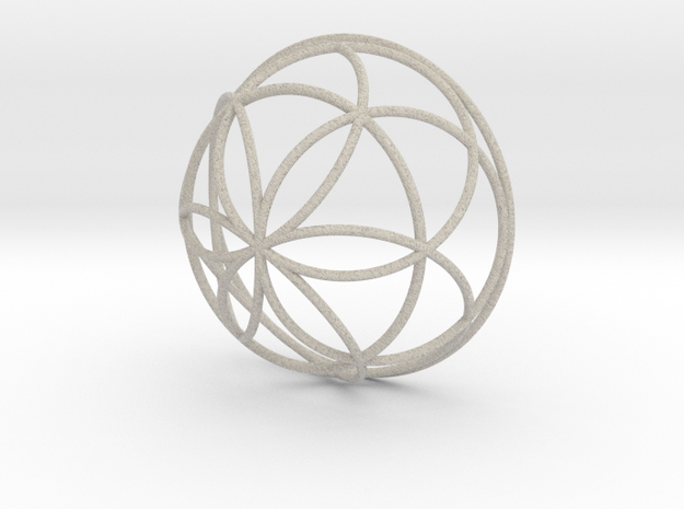 3D 100mm Half Orb of Life (3D Seed of Life)  in Natural Sandstone
