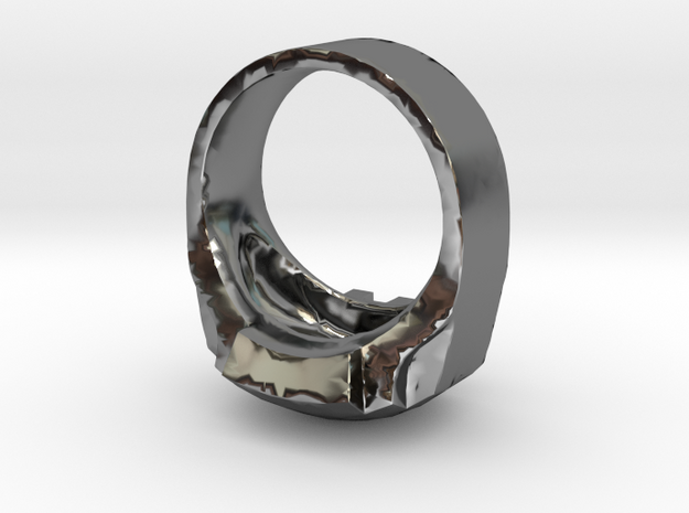 8bits Skull Ring size 53mm Ø 16.9 in Fine Detail Polished Silver