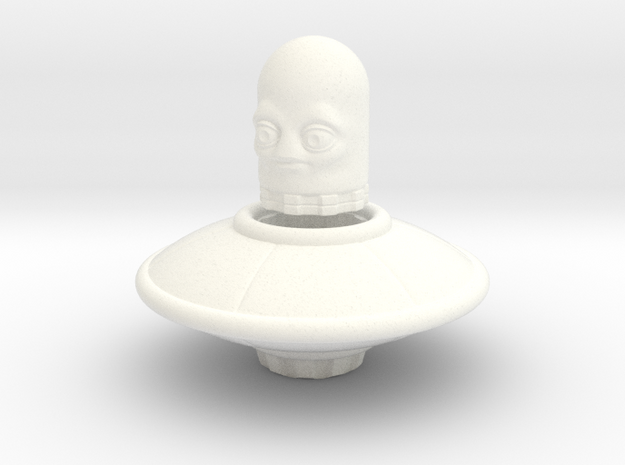 Alien in a UFO Toy Figurine in White Processed Versatile Plastic