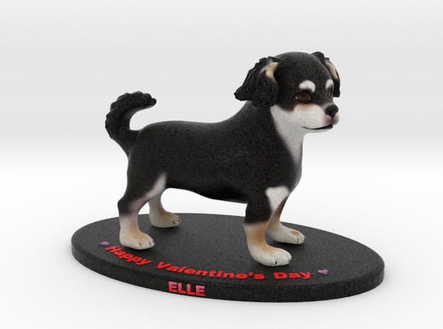 Custom Dog Figurine - Elle (Valentine's Day) in Full Color Sandstone