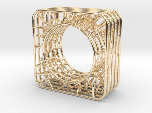 LOFF - wire cubic Ring and pendant in 14K Yellow Gold