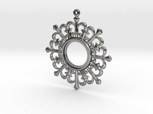 Flower shape pendant in Polished Silver