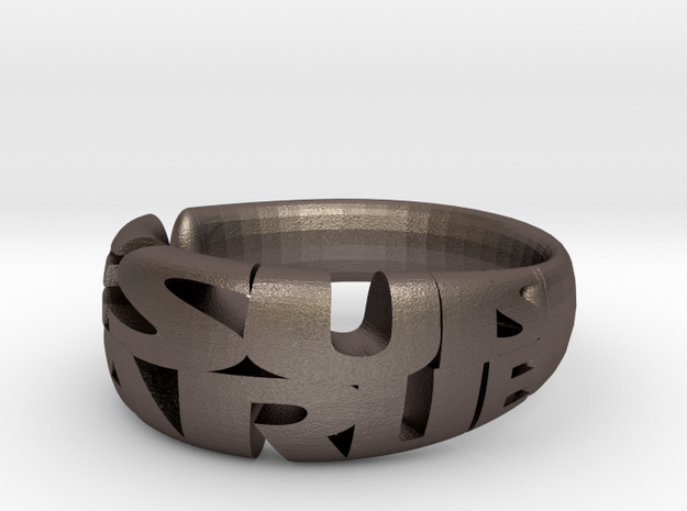 Je Suis Charlie Ring in Polished Bronzed Silver Steel