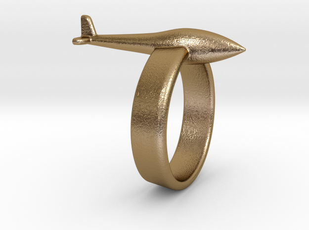Glider ring (conventional tail) in Polished Gold Steel