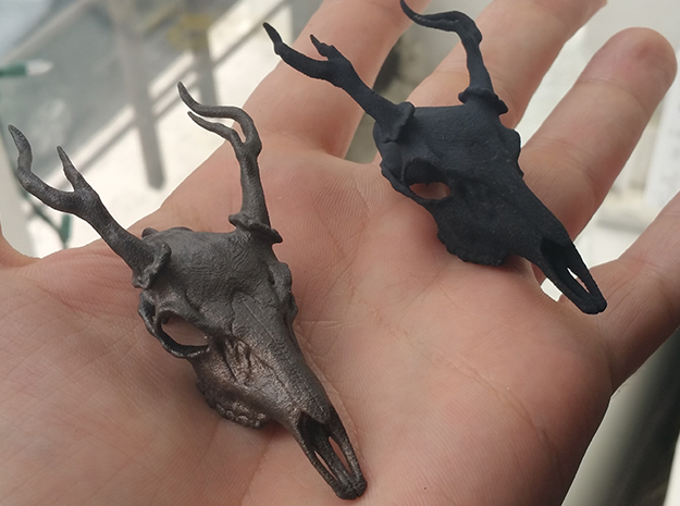 Deer Skull Necklace  in Matte Black Steel