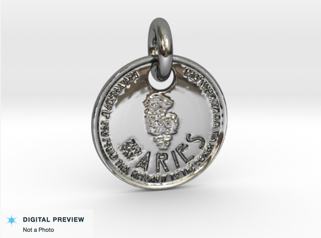 ZWOOKY Style 200 - pendent zodiac - Aries in Fine Detail Polished Silver
