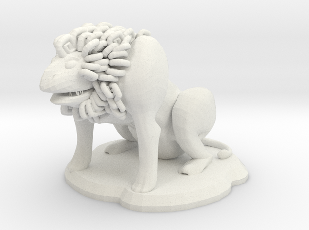 Fu Lion Figure in White Natural Versatile Plastic