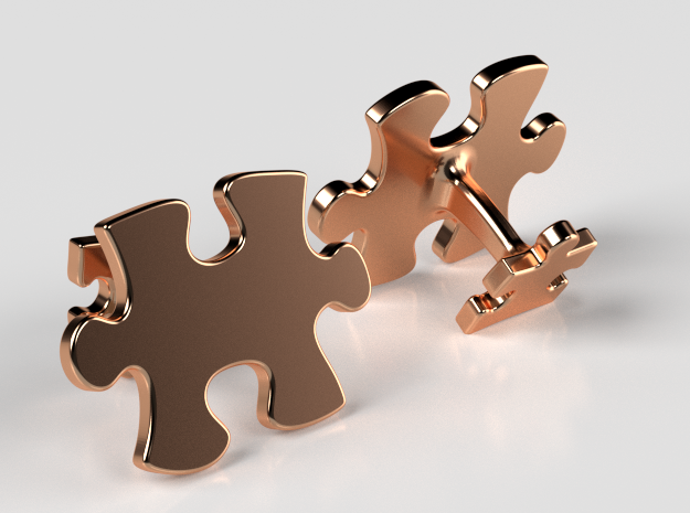 Puzzle Cufflinks in Polished Bronze