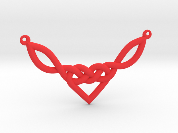 Celtic Heart Knot Pendant in Red Processed Versatile Plastic