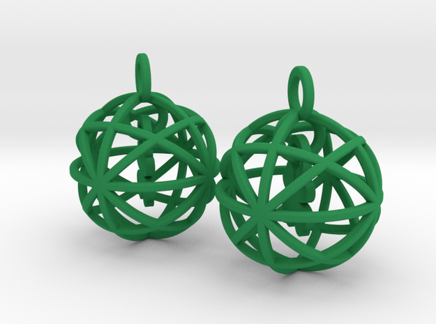 Clover in a Sphere Earrings in Green Processed Versatile Plastic