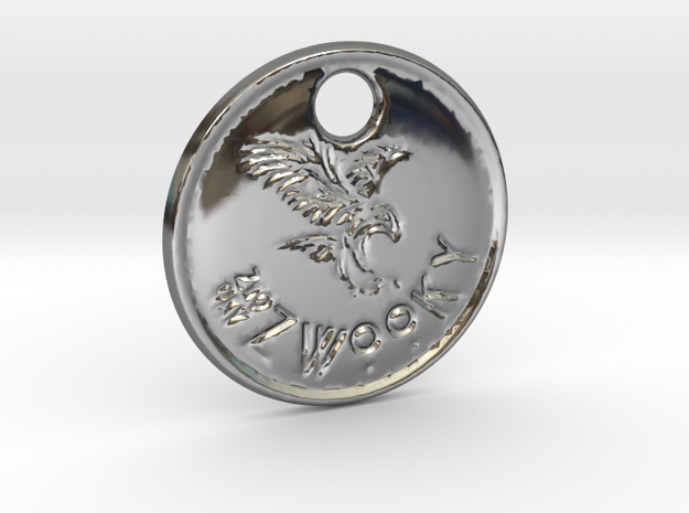 ZWOOKY Style 83 Sample - keychain eagle in Fine Detail Polished Silver