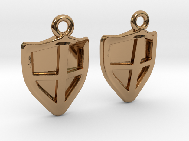 Shield Earrings in Polished Brass