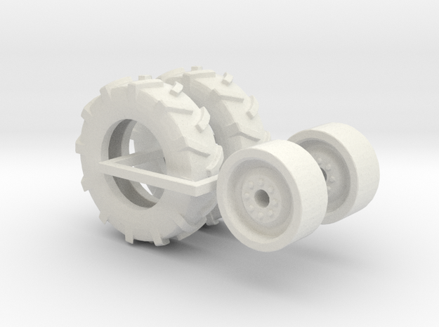 1:64 scale 11-22.5 Tire And Wheels in White Natural Versatile Plastic