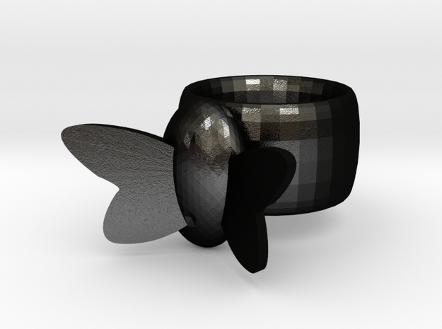Butterfly Ring in Matte Black Steel