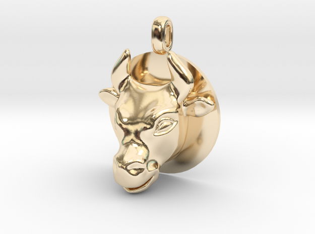BULL Jewelry Head Design Zodiac Pendant in 14K Yellow Gold