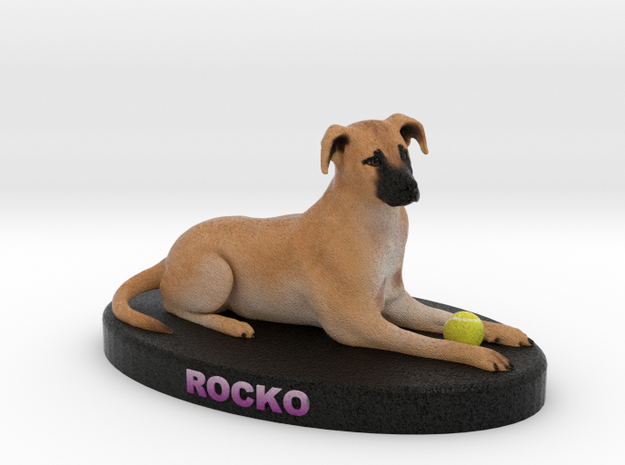 Custom Dog Figurine - Rocko in Full Color Sandstone