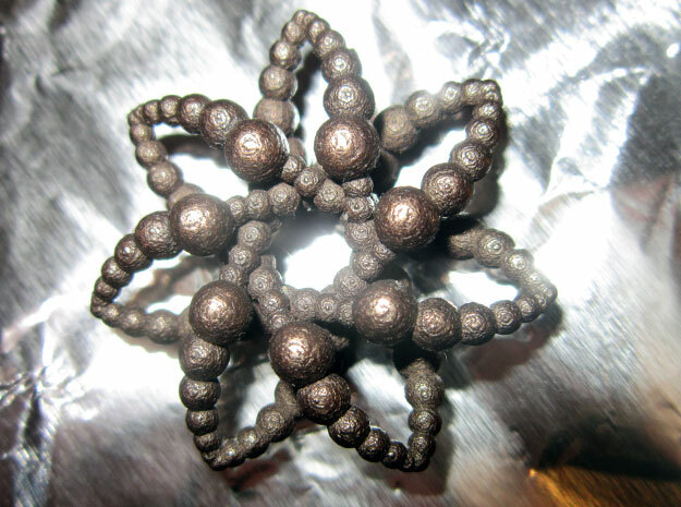 Bubble Star 7 Points - 4cm in Polished Bronzed Silver Steel