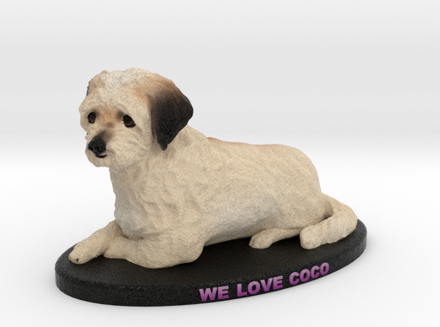 Custom Dog Figurine - Coco in Full Color Sandstone