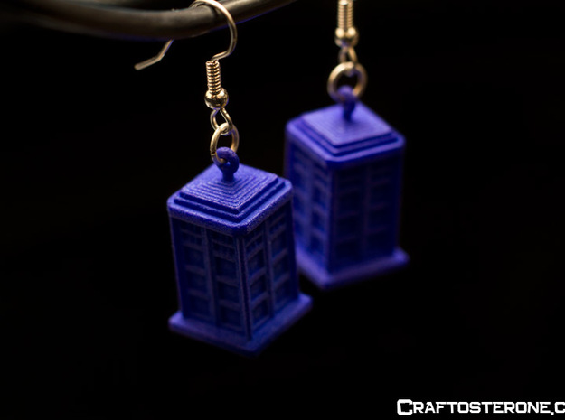 TARDIS Earrings in Blue Processed Versatile Plastic