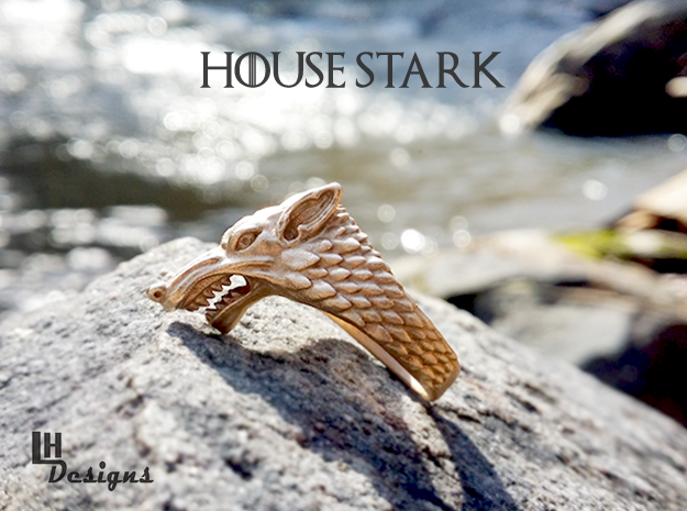 Size 10 Direwolf Ring in Natural Bronze