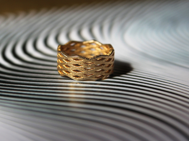 "Urban Grid" Ring in Polished Silver