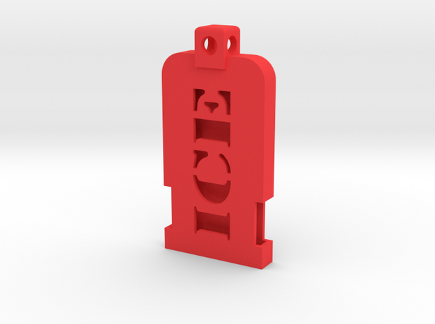 Emergency Contact Key Chain/Pendant Shell in Red Processed Versatile Plastic