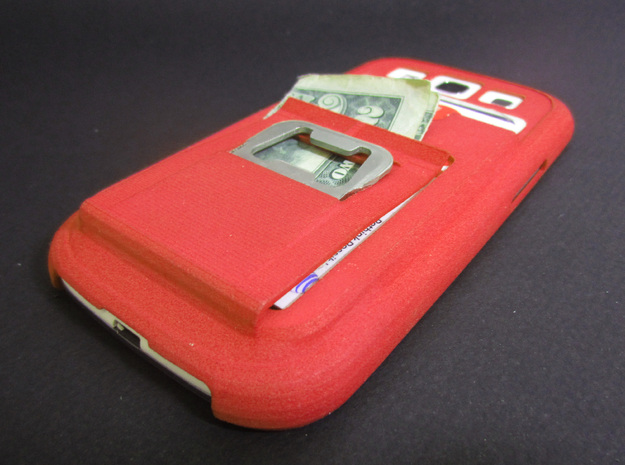 Galaxy S3 Case w/ card holder, Money Clip, n opene in Red Processed Versatile Plastic