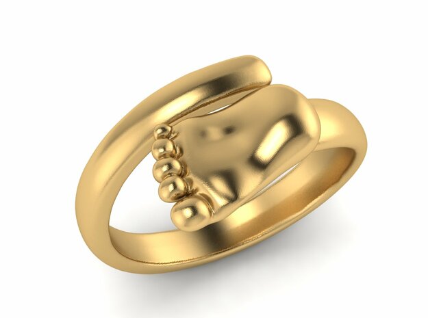 Newborn baby foot ring in Polished Brass