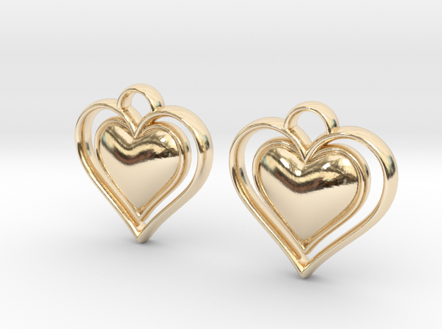 Framed Heart Earrings in 14k Gold Plated Brass