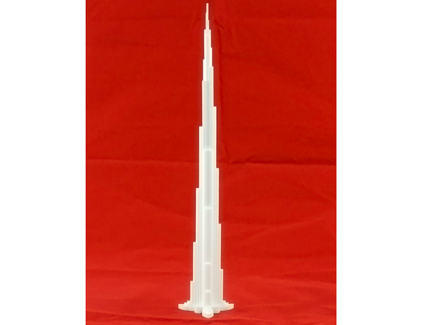 3D Printed Burj Khalifa Model in White Natural Versatile Plastic