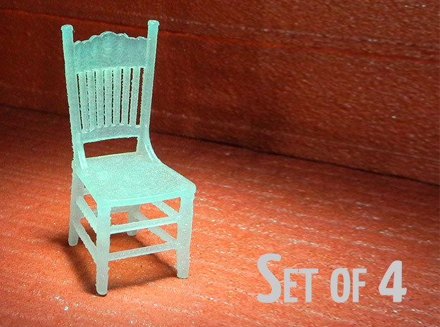 1:48 Kitchen Chair, Set of 4 in Tan Fine Detail Plastic