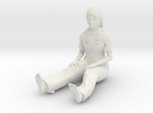 Young girl sitting 1/29 scale in White Natural Versatile Plastic
