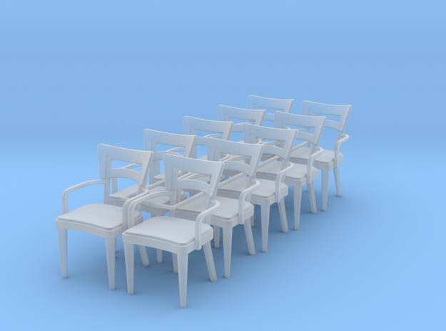 1:48 Dog Bone Chair with Arms (Set of 10) in Smooth Fine Detail Plastic