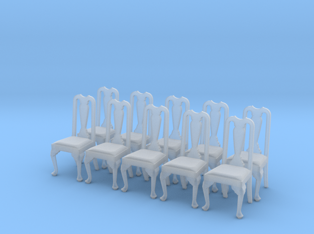 1:48 Queen Anne Chair (Set of 10) in Tan Fine Detail Plastic