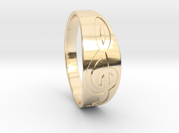 Size 11 M G-Clef Ring Engraved in 14k Gold Plated Brass