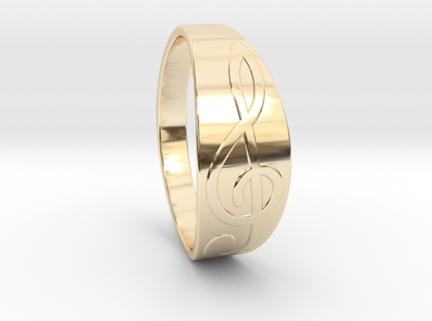 Size 9 M G-Clef Ring  in 14k Gold Plated Brass