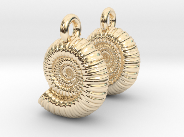 Ammonite Earings (pair) in 14k Gold Plated Brass